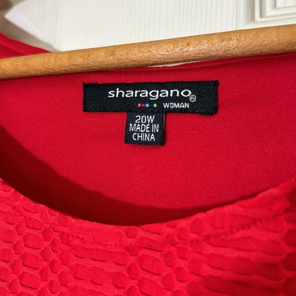 Women’s Red Dress Size 20 W Waffle Pattern Holiday Dress - Picture 4 of 9